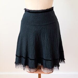 Guess by Marciano Black Silk Frayed Fairy Grunge Skirt Velvet Trim Size 4 Y2K
